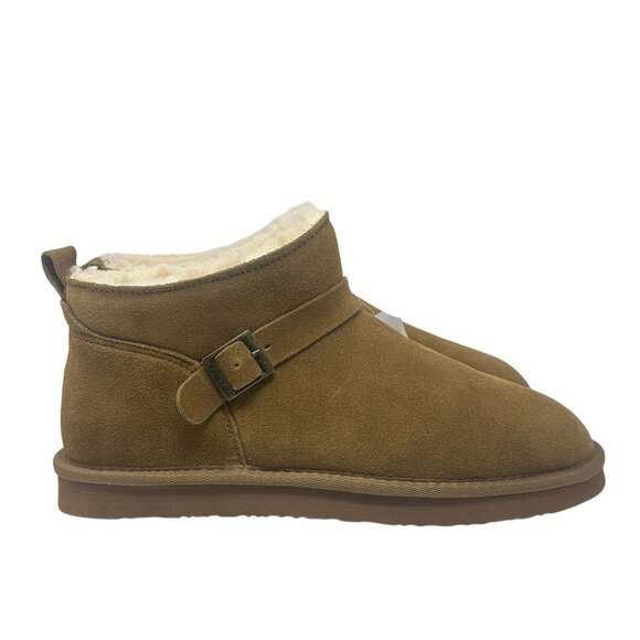 Bearpaw Slip-On Ankle Boots Womens 11 Pawz Brown Suede Leather Buckle NWT Cozy - Picture 8 of 16